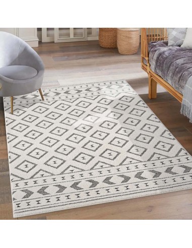 Tapis gris à motif géométrique losange - ELENE Paris Déstockage Promo