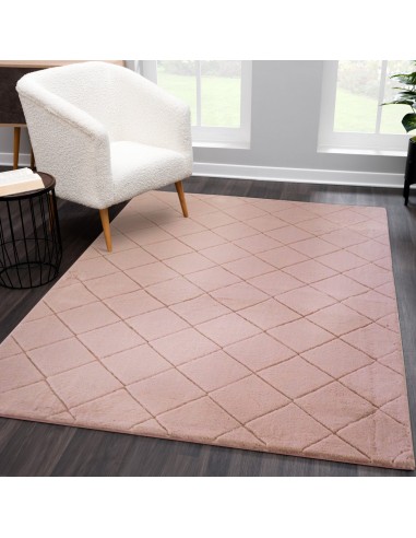 Tapis rose uni poils longs tout doux  - GIA prix