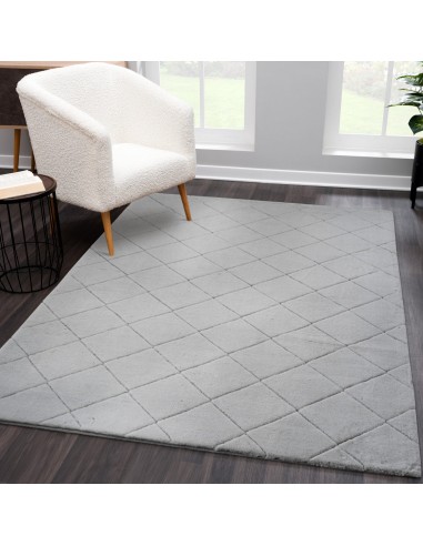 Tapis gris uni poils longs tout doux  - GIA offre 