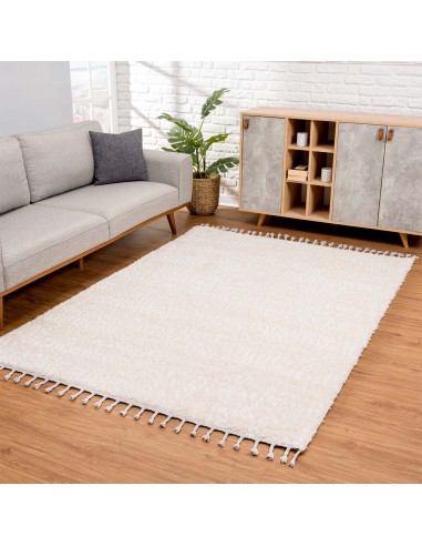 Tapis crème uni à franges - BELISE le concept de la Pate a emporter 