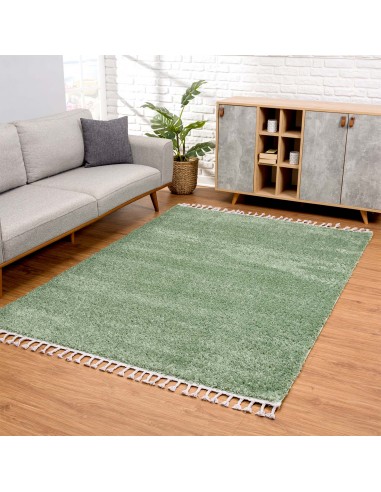 Tapis vert uni à franges - BELISE store