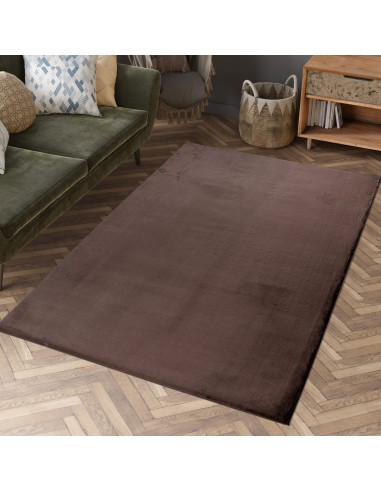 Tapis marron uni et doux - SIERA en linge