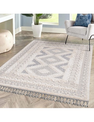 Tapis à motif géométrique gris - LUNA pas chere