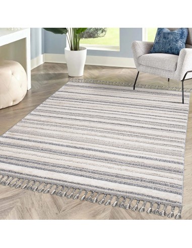 Tapis gris à ligne horizontale - LUNA Paris Déstockage Promo