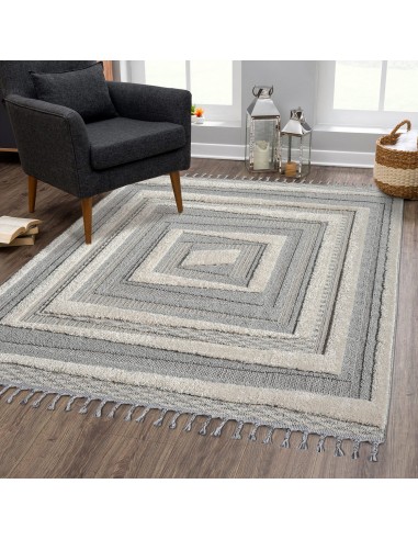 Tapis gris et crème à motif géométrique - LUNA Venez acheter