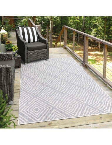 Tapis extérieur et intérieur à motif losange gris - COSTA pour bénéficier 