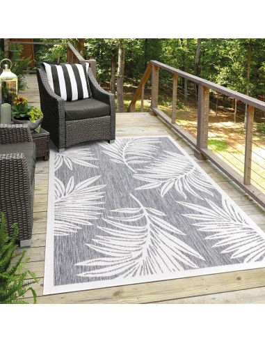 Tapis extérieur et intérieur gris à motif végétal - COSTA commande en ligne