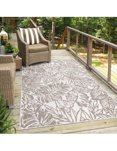 Tapis extérieur et intérieur à motif végétal beige - COSTA Venez découvrir notre 