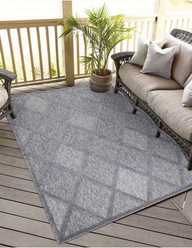 Tapis intérieur et extérieur anthracite à motif quadrillé losange - SANTORINI de votre