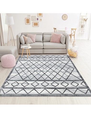 Tapis gris à motif géométrique - CALYS de pas cher