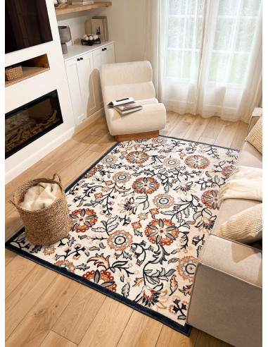 Tapis rectangulaire blanc aux motifs fleuris colorés indoor/outdoor - GARDEN JUSQU'A -70%! 