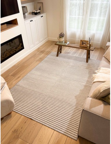 Tapis rectangulaire gris à rayures fines blanches  indoor/outdoor - GARDEN Venez découvrir notre 