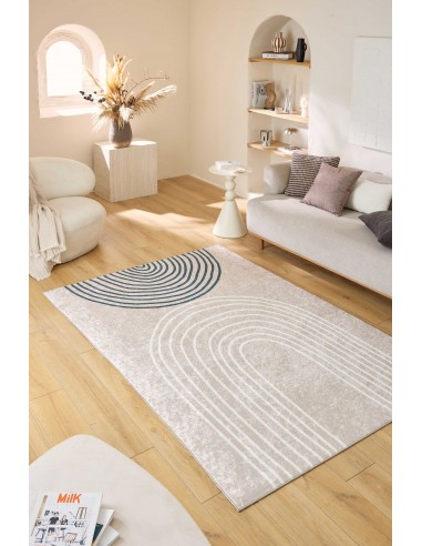 Tapis lavable beige motif arches noires et blanches -  SÉVILLE à prix réduit toute l'année