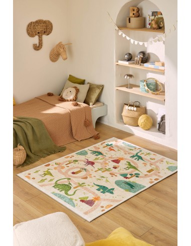 Tapis enfant lavable beige motif dinosaures- DAKAR Les êtres humains sont 