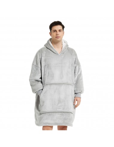 Pull Plaid Gris Clair - Sweat Plaid Polaire Homme à capuche et poche centrale hantent personnes