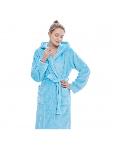 Robe de chambre polaire bleu azur | Peignoir de bain femme les ligaments