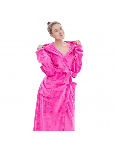 Robe de chambre polaire fuchsia | Peignoir de bain femme destockage