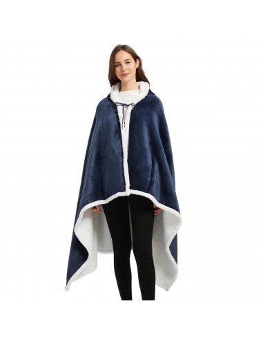 Poncho Polaire Femme Bleu Marine à Capuche En savoir plus