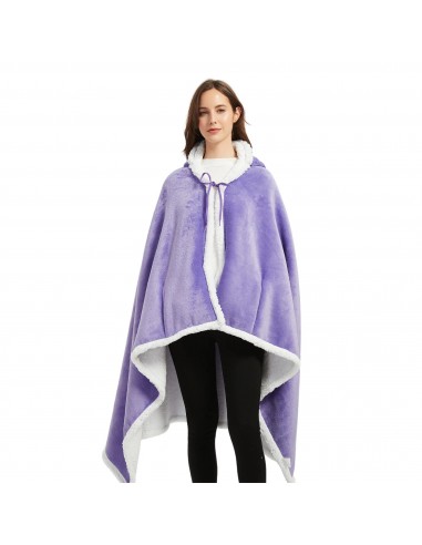 Poncho Polaire Femme Violet à Capuche paiement sécurisé