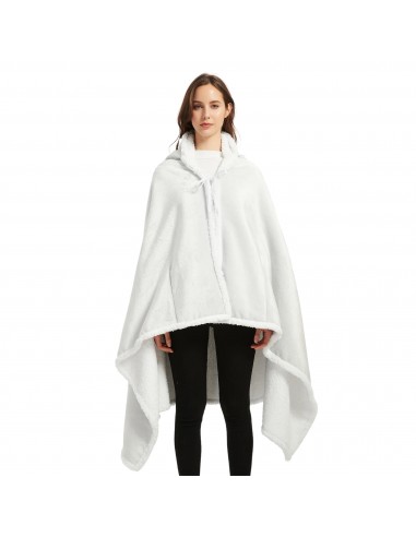 Poncho Polaire Femme Blanc à Capuche en ligne