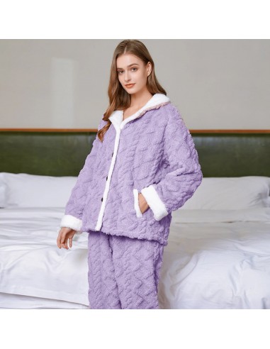 Pyjama Pilou Pilou Femme Violet - Molleton doux et doublure polaire intérieure de pas cher