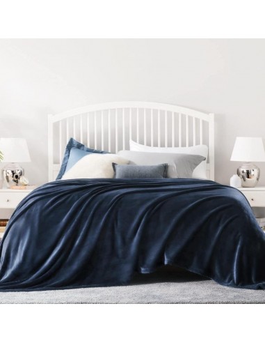 Dessus de lit "Margaux" bleu en simili flanelle luxueuse france