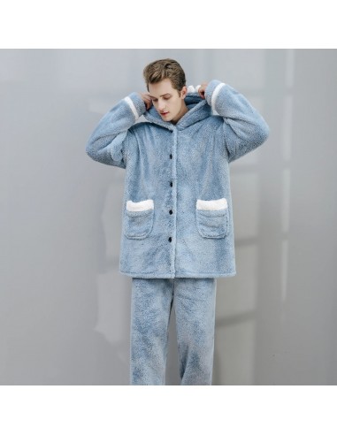 Blue Pilou Pyjamas för herrar - Mjuk fleece och innerfoder i fleece prix