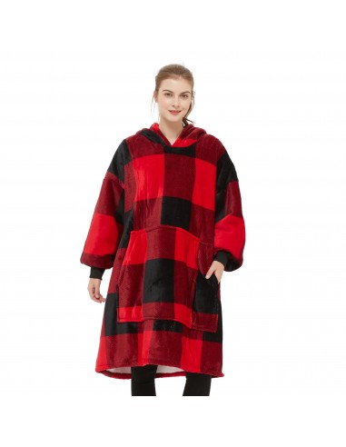 Scottish Plaid Sweatshirt - Dame plaid fleece sweater med hætte og midterlomme Jusqu'à 80% De Réduction