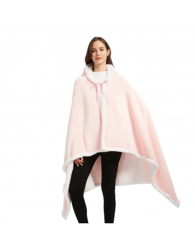 Dame Pastel Pink Fleece Poncho med hætte suggérées chez