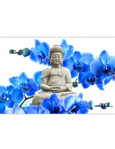 Un Bouddha au Milieu de Fleurs Bleues vente chaude votre 