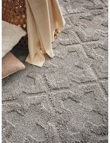 Tapis de salon motif trellis relief gris - OIA france