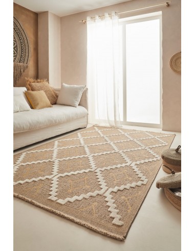 Tapis jute motif losange jaune - CANCUN Amélioration de cerveau avec