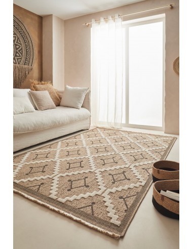 Tapis jute motif losange noir -  CANCUN plus qu'un jeu 