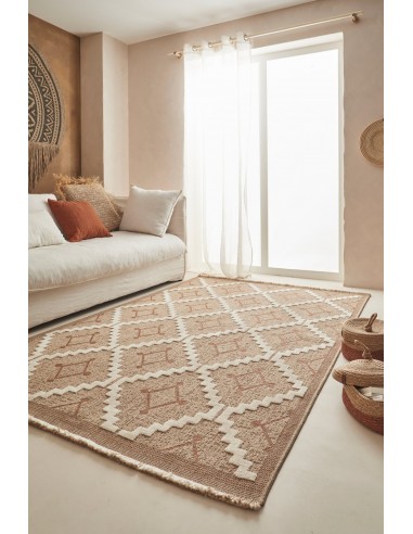 Tapis jute motif losange terra - CANCUN meilleur choix