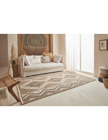 Tapis jute avec motif géométrique en relief - CANCUN Paris Déstockage Promo