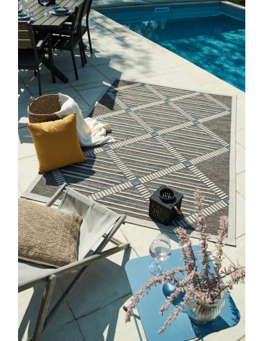 Tapis indoor outdoor motif géométrique anthracite - BARI prix pour 