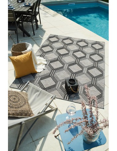 Tapis motif géométrique gris indoor outdoor - BARI en ligne des produits 