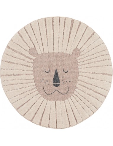 Tapis pour enfant motif tête de lion beige rond - COPENHAGUE Fin de série