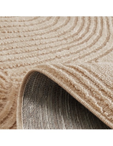 Tapis poils ras motif abstrait en relief beige LINA outlet