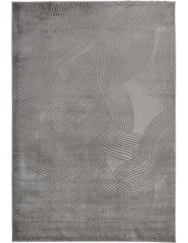 Tapis poils ras motif abstrait en relief gris - LINA online