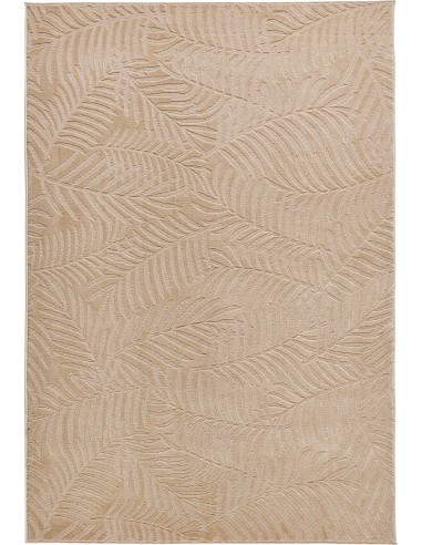 Tapis poils ras motif feuille en relief beige - LINA Le MVP de beaucoup