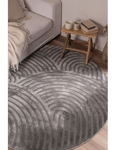 Tapis rond arc-en-ciel gris avec longs poils en relief - NAIROBI acheter en ligne