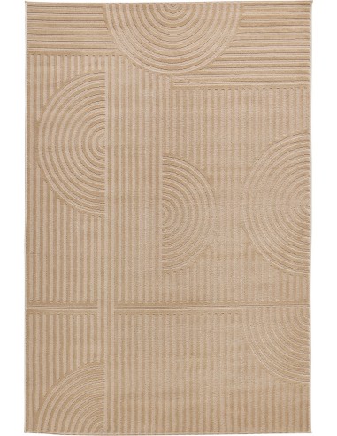 Tapis poils ras motif graphique en relief beige - LINA l'évolution des habitudes 