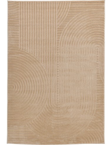 Tapis poils ras motif demi arc en relief beige - LINA hantent personnes