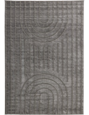 Tapis poils ras motif arc de cercle en relief gris - LINA les ligaments