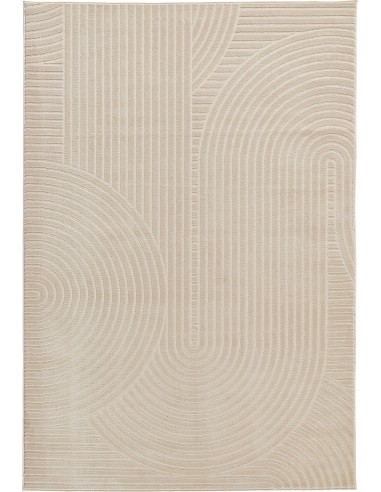 Tapis poils ras motif demi arc en relief crème - LINA 50% de réduction en Octobre 2024