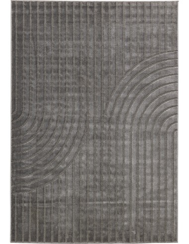 Tapis poils ras motif en relief gris - LINA shop