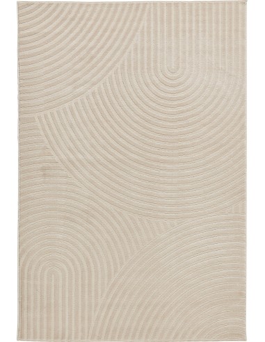 Tapis poils ras motif arc en ciel en relief crème- LINA en ligne des produits 