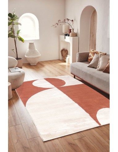 Tapis de salon à poils ras motif géométrique brun : NEL793BRU outlet