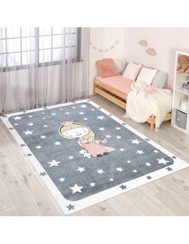 Tapis enfant gris motif princesse est présent 